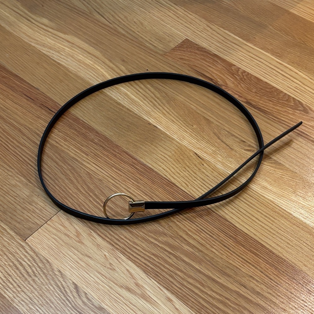 Black Thin Belt with Gold Buckle